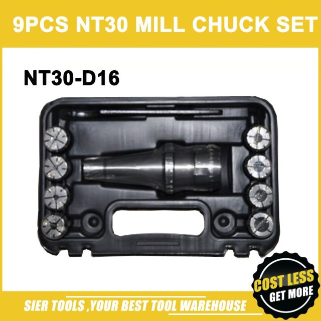 9pcs Mill Chuk Set/NT30-D16 Mill Chuck Set/Max to 16mm chuck colloect/Free Shipping