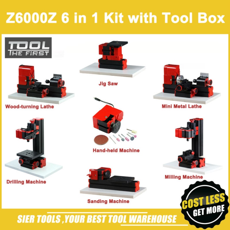 Z6000Z 6 in 1 Lathe Kit with Tools Box/6 in1 DIY machine kit/24W