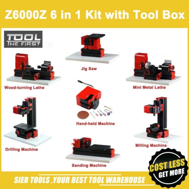 Z6000Z 6 in 1 Lathe Kit with Tools Box/6 in1 DIY machine kit/24W,20000rpm didactical machine kit