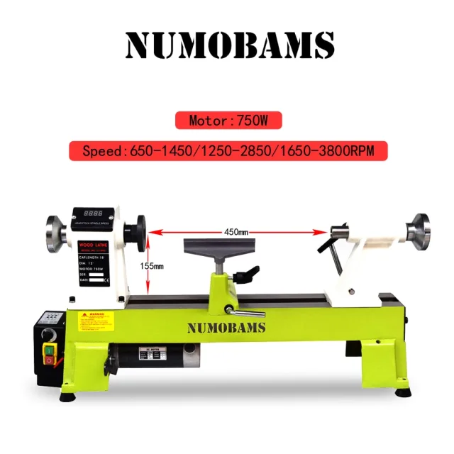 NUMOBAMS MC1218VB 750W Variable speed adjustable Wood Lathe Machine