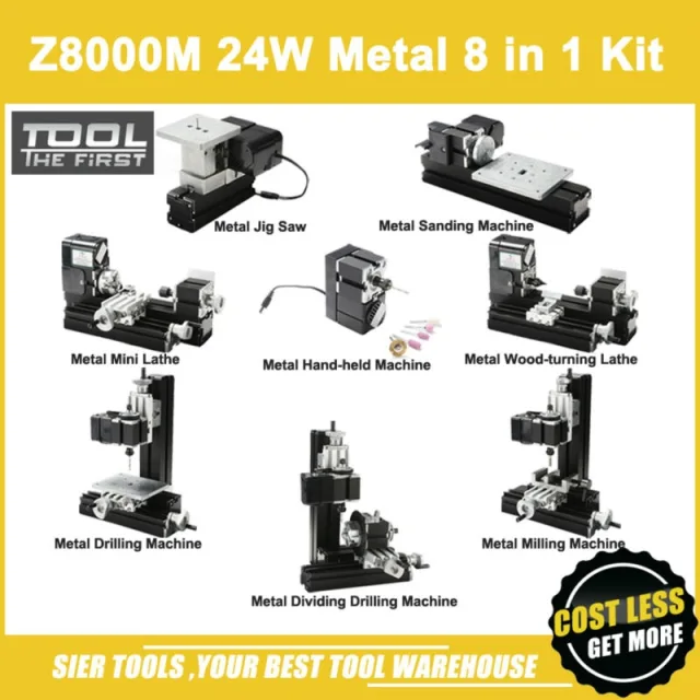 Z8000M 24W Metal 8 in 1 Mini Lathe/24W,20000r 8in1 didactical lathe/metal DIY lathe Kit