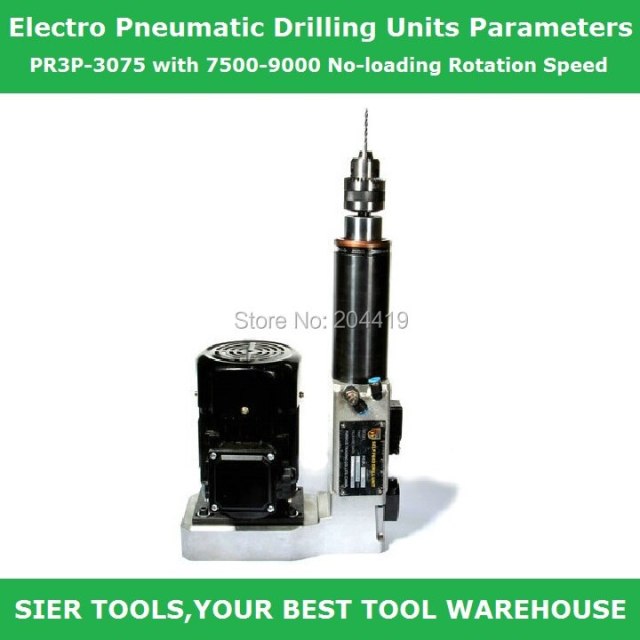 AIR DRILL!/Electro Pneumatic Drilling Units Parameters/PR3P-3075 with 7500-9000 No-loading Rotation Speed