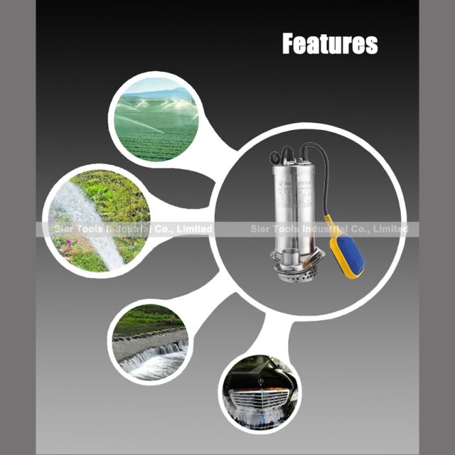 WQD250F stainless steel submersible pump/basement water pumping machine/250W sewage pump