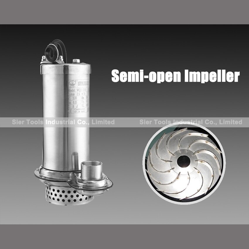 WQD250F stainless steel submersible pump/basement water pumping machine/250W sewage pump
