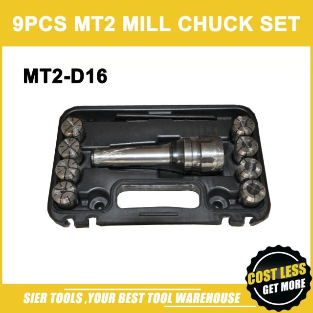 9pcs Mill Chuk Set/MT2-D16 Mill Chuck Set/Max to 16mm chuck colloect/Free shipping