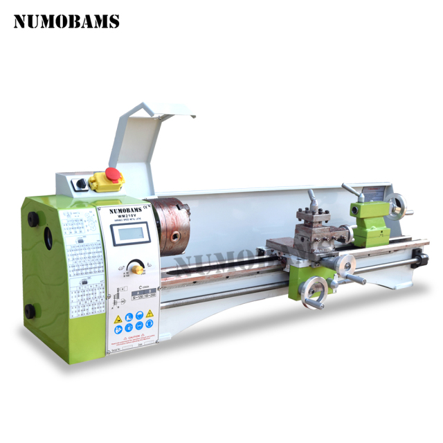 NUMOBAMS 750W Brushless Motor Quenched Bed Super NU210L 210*800mm Capacity MT5 Spindle Mini Metal Lathe Machine