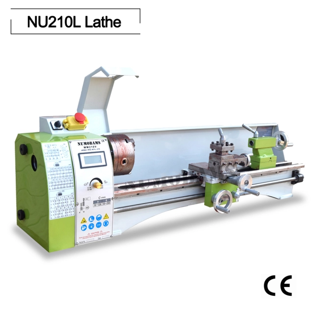 NUMOBAMS 750W Brushless Motor Quenched Bed Super NU210L 210*800mm Capacity MT5 Spindle Mini Metal Lathe Machine