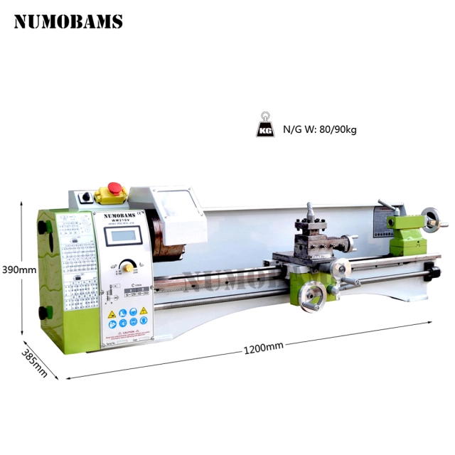 NUMOBAMS 750W Brushless Motor Quenched Bed Super NU210L 210*800mm Capacity MT5 Spindle Mini Metal Lathe Machine