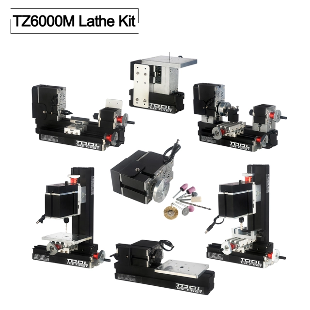 Numobams Tz6000m 60W Metal 6 in 1 Mini Lathe 12000rpm 6in1 Machine Kit with Drill, Mill, Sander, Wood