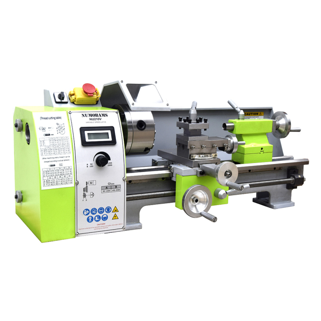 NUMOBAMS Quenched Bed NU210V 210*400mm Capacity 750W Brushless Motor MT5 Spindle CE Protection DIY Mini Metal Lathe Machine