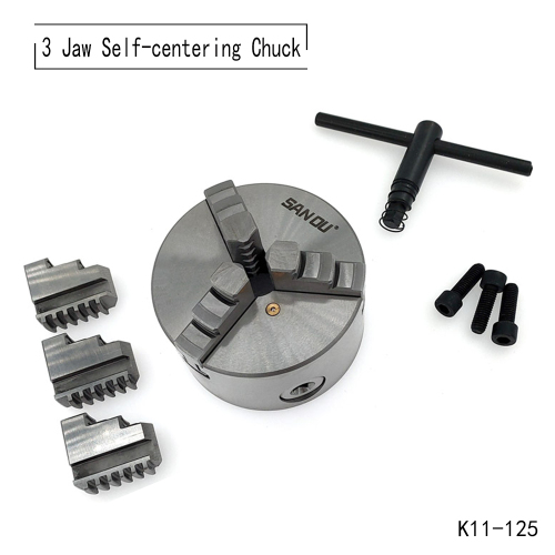SANOU K11-125 High Accuracy 3 Jaw Self-Centering Chuck for Industrial Metal Lathe Use
