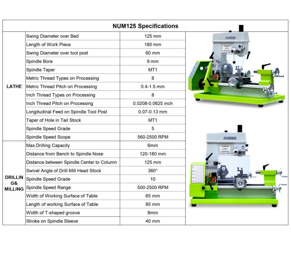 NUMOBAMS NU125 Mini Watch Making Machine 2 in1 Multi  Function Lathe & Drill Machine