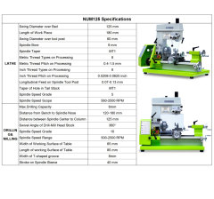 NUMOBAMS NU125 Mini Watch Making Machine 2 in1 Multi  Function Lathe & Drill Machine