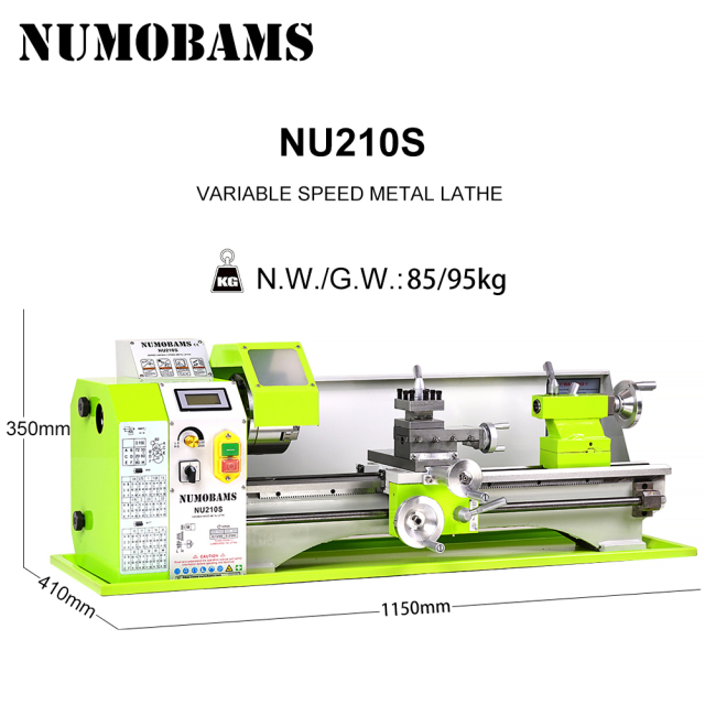 NUMOBAMS NU210X800S 900W Rated Output Power Brushless Motor 6mm Thickness Spindle Mini Metal Lathe Machine