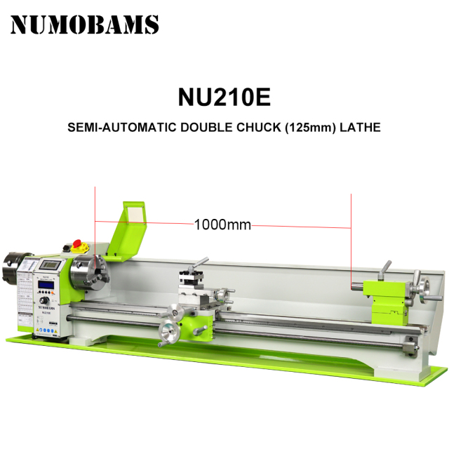 NUMOBAMS NU210LSE 1000MM Auto Left&Right Threading Making Mini CNC Metal Lathe Machine with Two Chuck Head