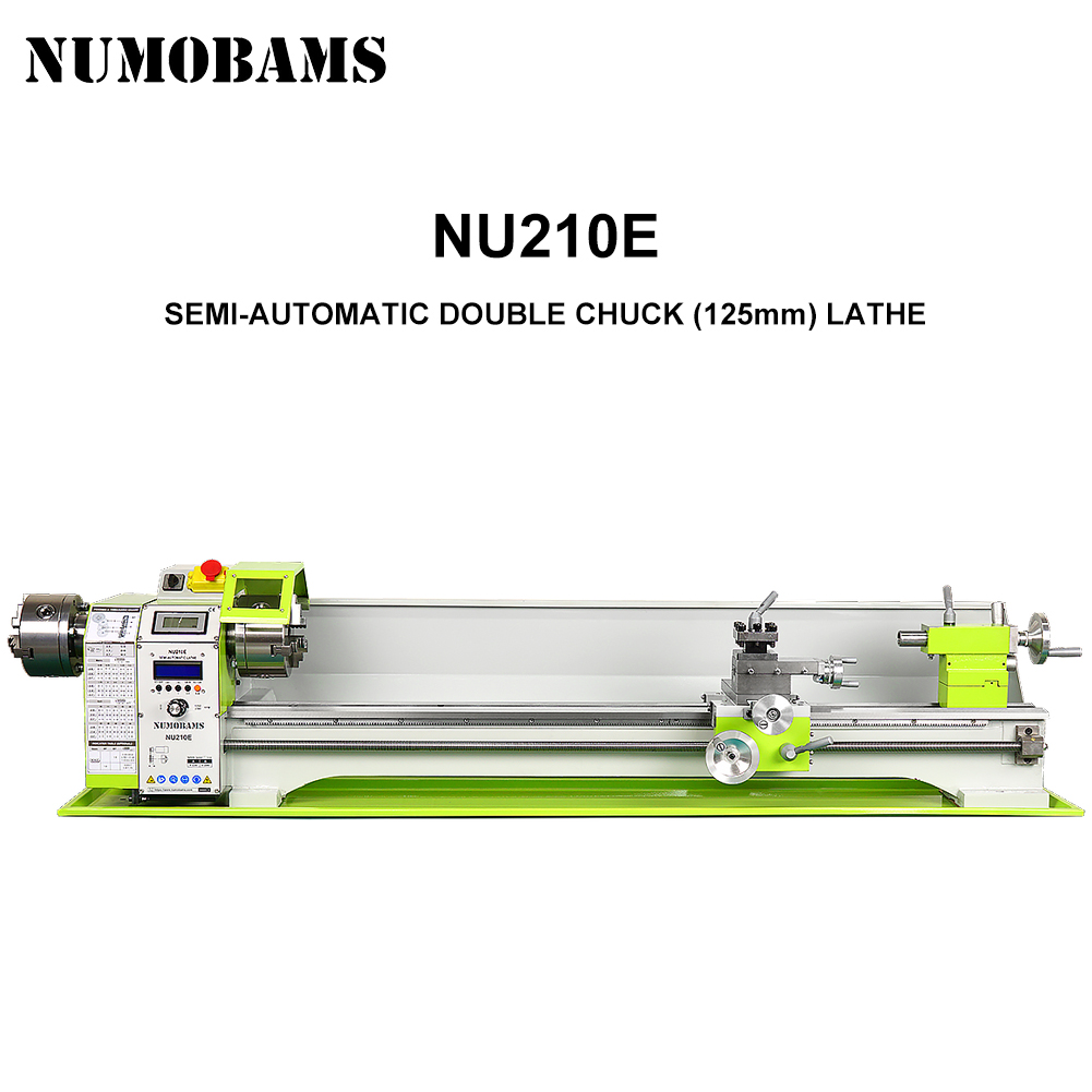 NUMOBAMS NU210LSE 1000mm Auto Left&Right Threading Making Mini CNC Metal Lathe Machine with Two Chuck Head