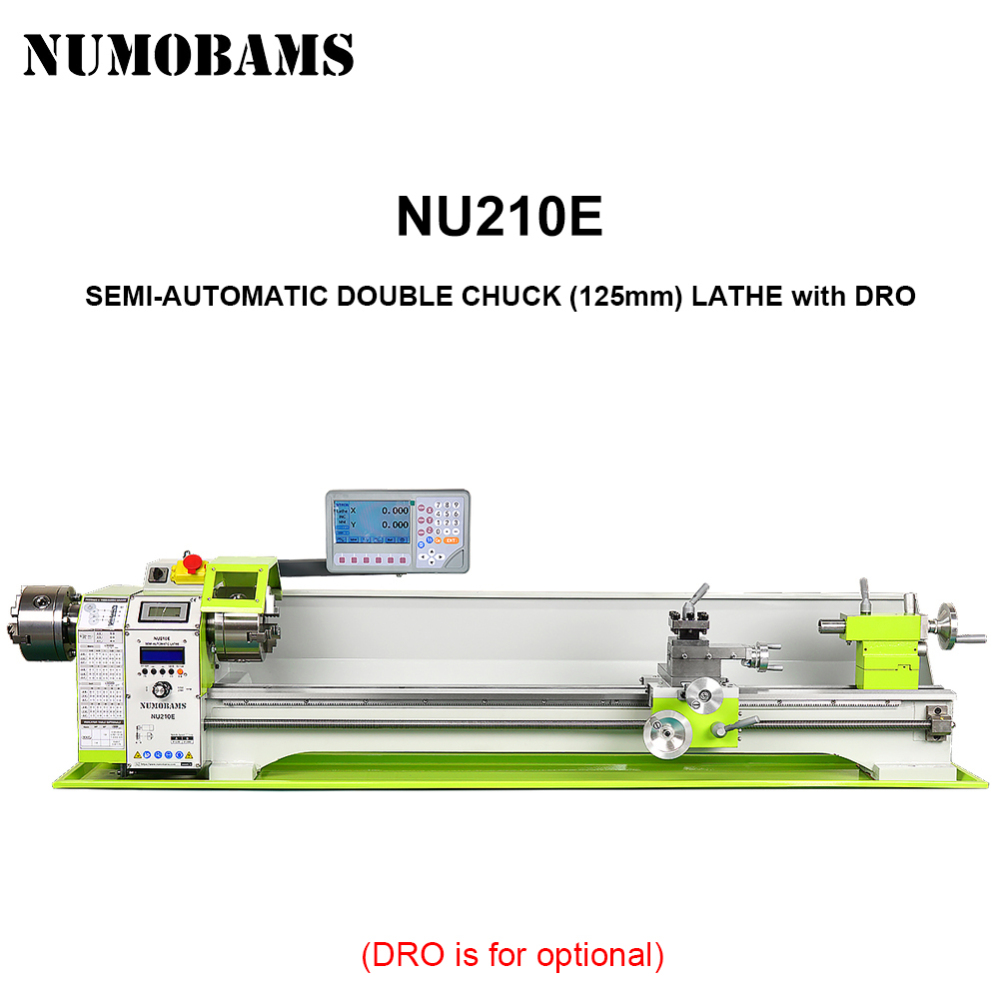 NUMOBAMS NU210LSE 1000MM Auto Left&Right Threading Making Mini CNC Metal Lathe Machine with Two Chuck Head