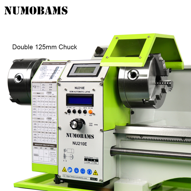 NUMOBAMS NU210LSE 1000MM Auto Left&Right Threading Making Mini CNC Metal Lathe Machine with Two Chuck Head