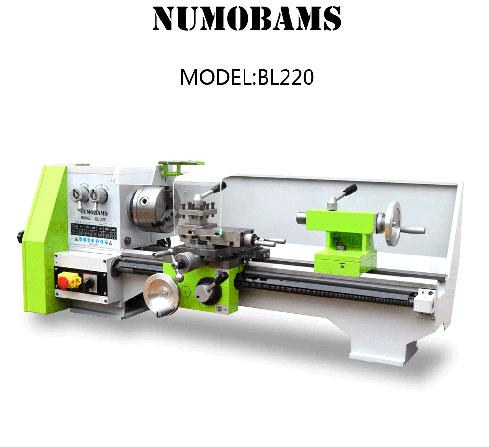 NUMOBAMS BL220 520*220mm Working Capacity 550W AC Motor with 125mm Chuck DIY Metal Lathe Machine