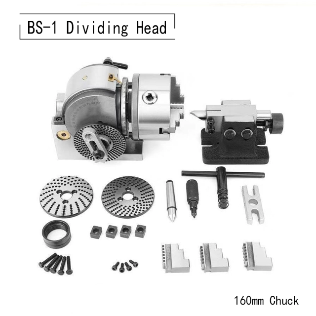 Numobams BS-1 Semi-Universal Dividing Head with 160/200mm 3-jaw Chuck for Metal Milling Machine Use