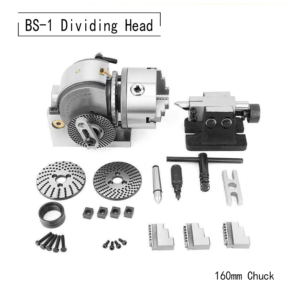 Numobams BS-1 Semi-Universal Dividing Head with 160/200mm 3-jaw Chuck for Metal Milling Machine Use