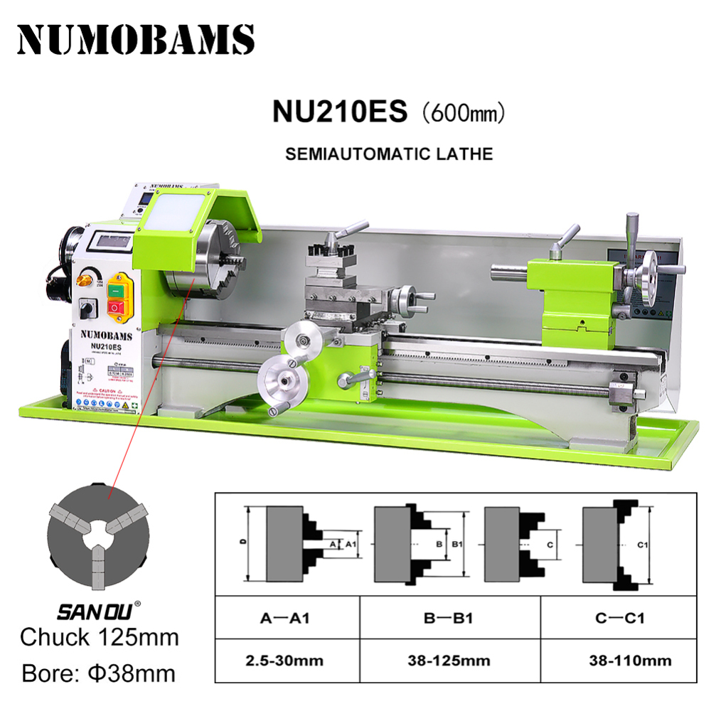 NUMOBAMS NU210x600ES Auto Left&Right Threading Making Semi-CNC Metal Lathe Machine