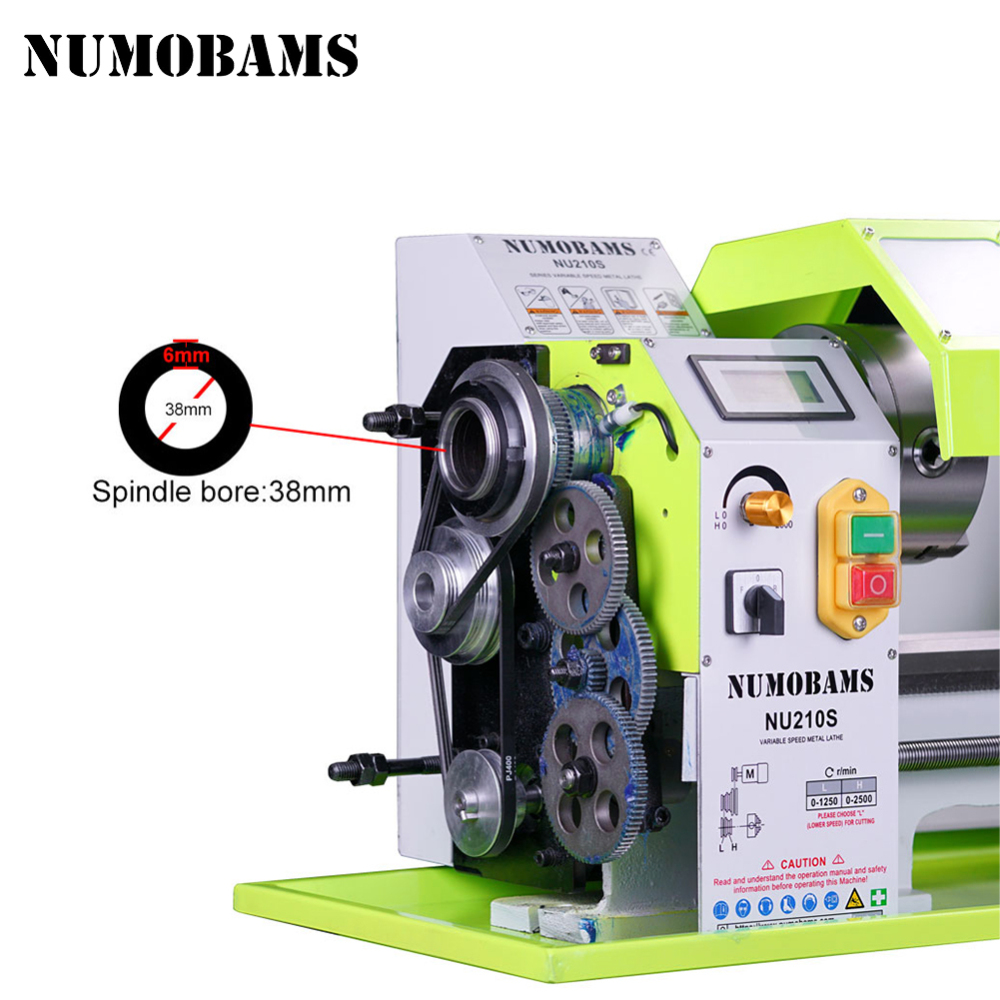 New Type NUMOBAMS Quenched Bed NU210X400S 210*400mm Capacity 750W Brushless Motor MT5 Spindle CE Protection DIY Mini Metal Lathe Machine