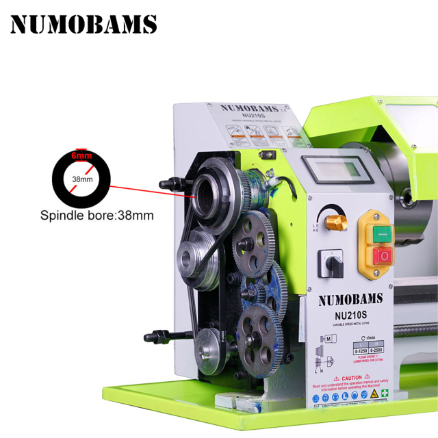 New Type NUMOBAMS Quenched Bed NU210X400S 210*400mm Capacity 750W Brushless Motor MT5 Spindle CE Protection DIY Mini Metal Lathe Machine
