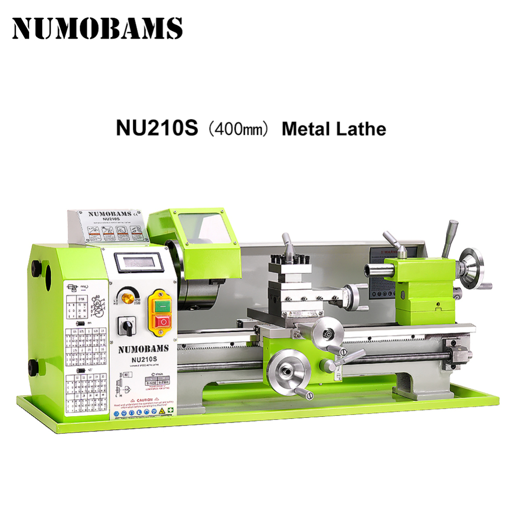 New Type NUMOBAMS Quenched Bed NU210X400S 210*400mm Capacity 750W Brushless Motor MT5 Spindle CE Protection DIY Mini Metal Lathe Machine