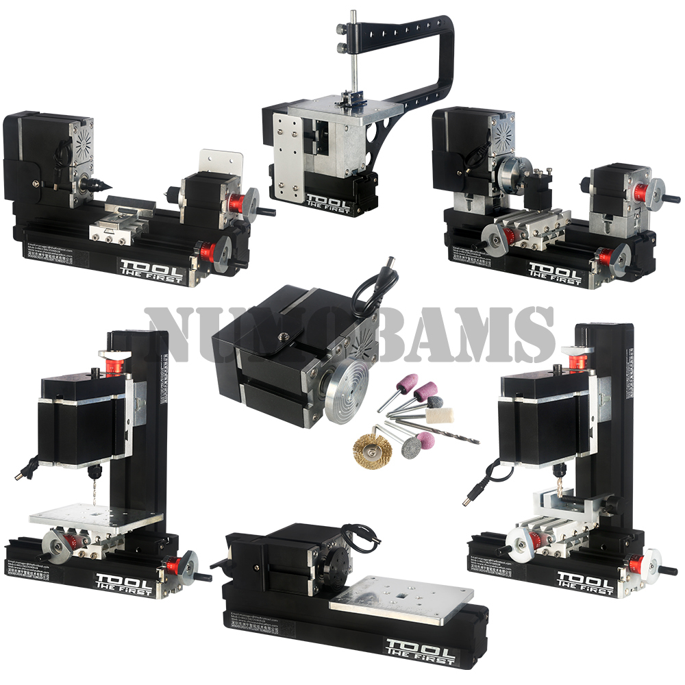 Numobams TZ6000MZG 60W 6 in 1 Mini Metal Lathe 12000rpm Machine Kit with Drill, Mill, Sander, Wood