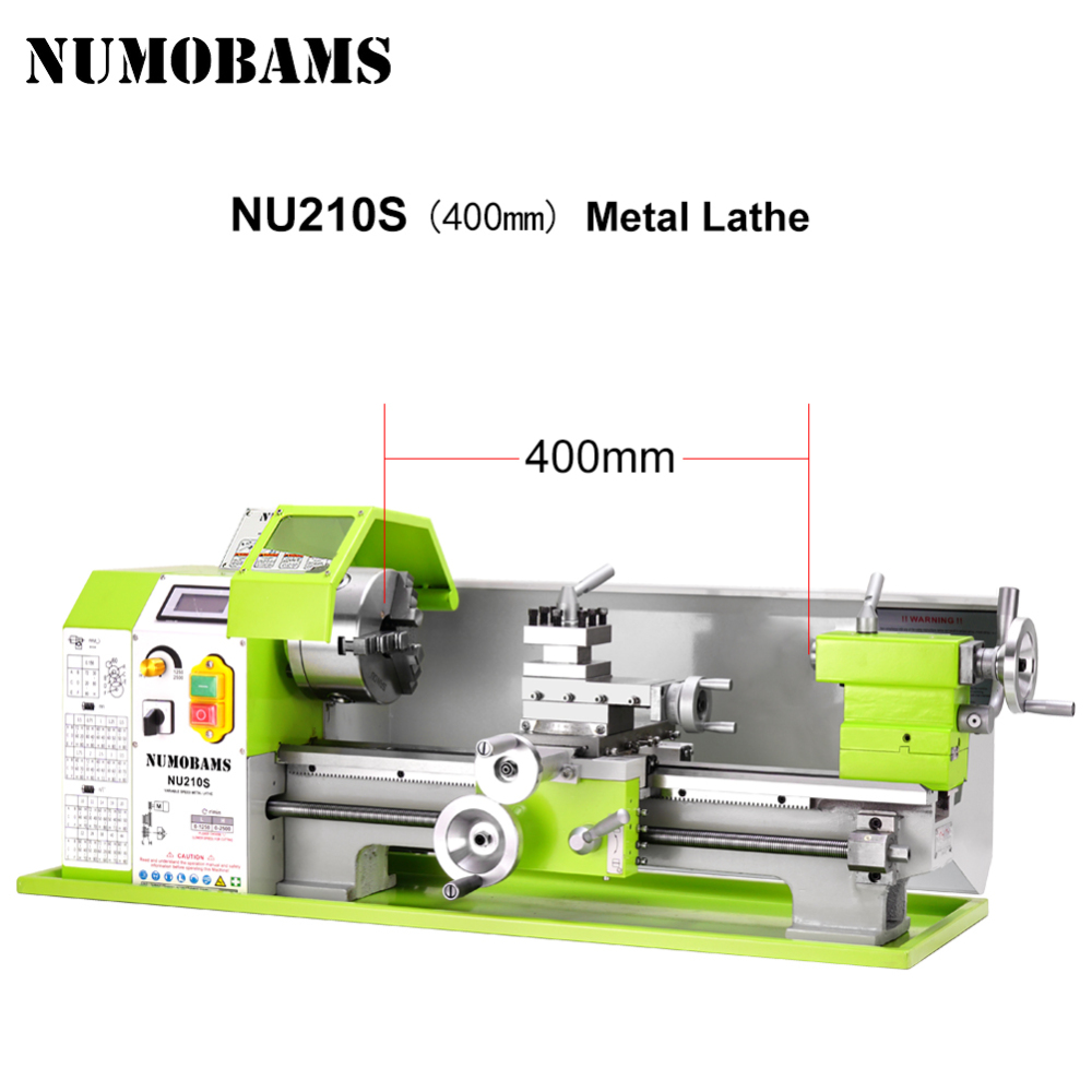 New Type NUMOBAMS Quenched Bed NU210X400S 210*400mm Capacity 750W Brushless Motor MT5 Spindle CE Protection DIY Mini Metal Lathe Machine