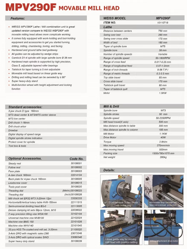 NUMOBAMS MPV290F Mutli Function Lathe Machine