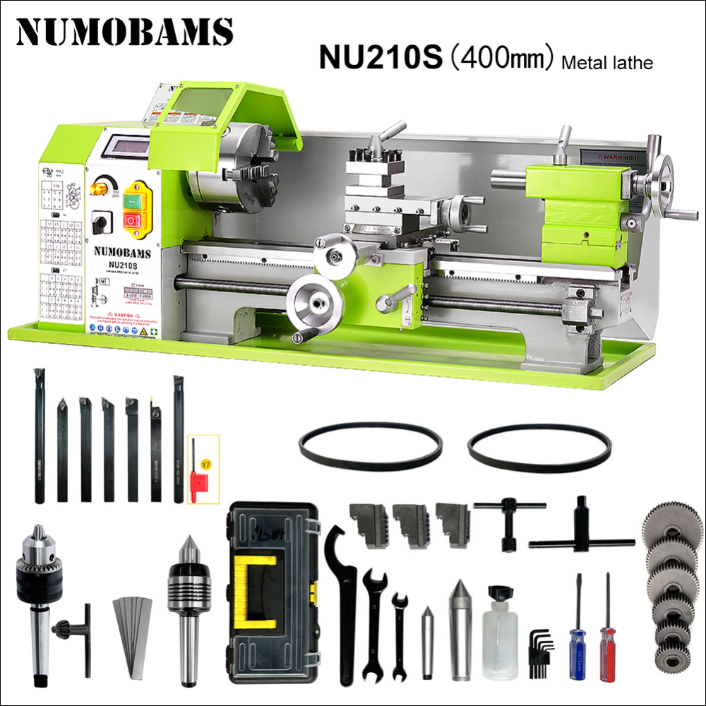 New Type NUMOBAMS Quenched Bed NU210X400S 210*400mm Capacity 750W Brushless Motor MT5 Spindle CE Protection DIY Mini Metal Lathe Machine