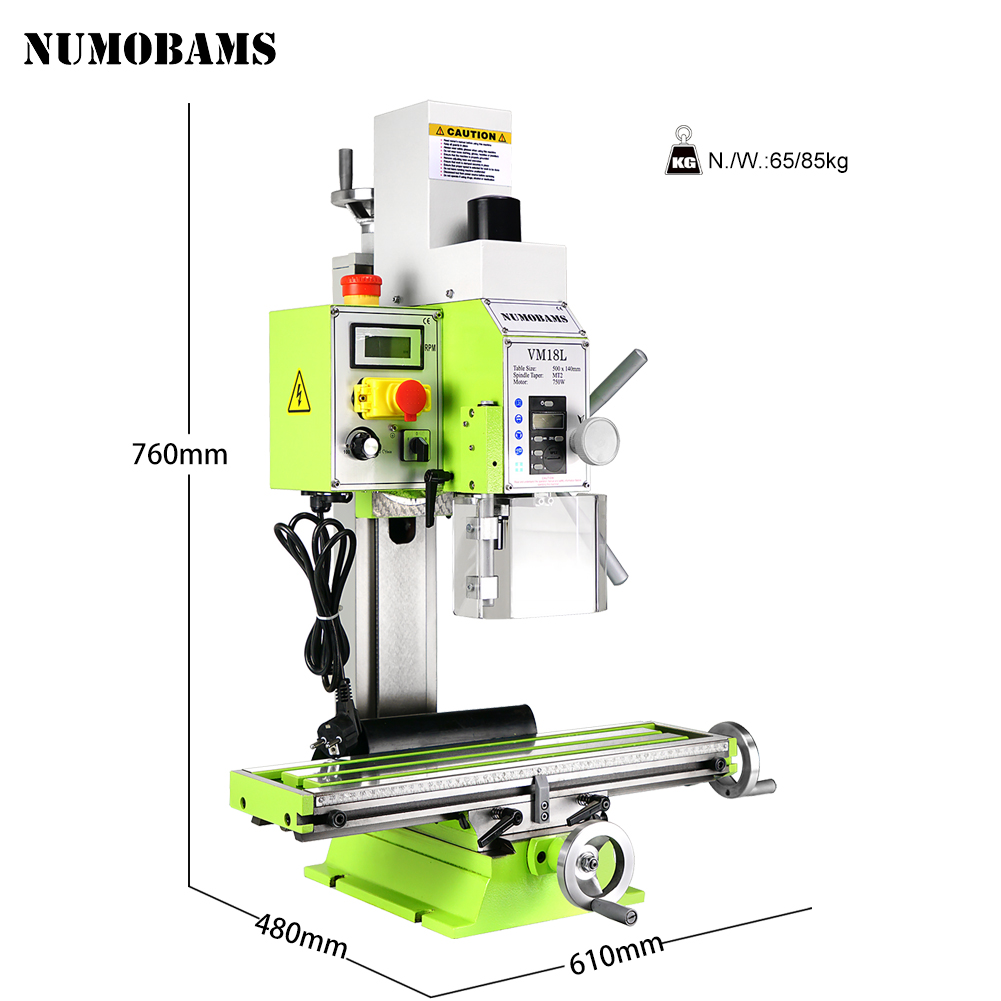 NUMOBAMS VM18L Plus 750W Brushless Motor DIY Metal Drilling and Milling Machine