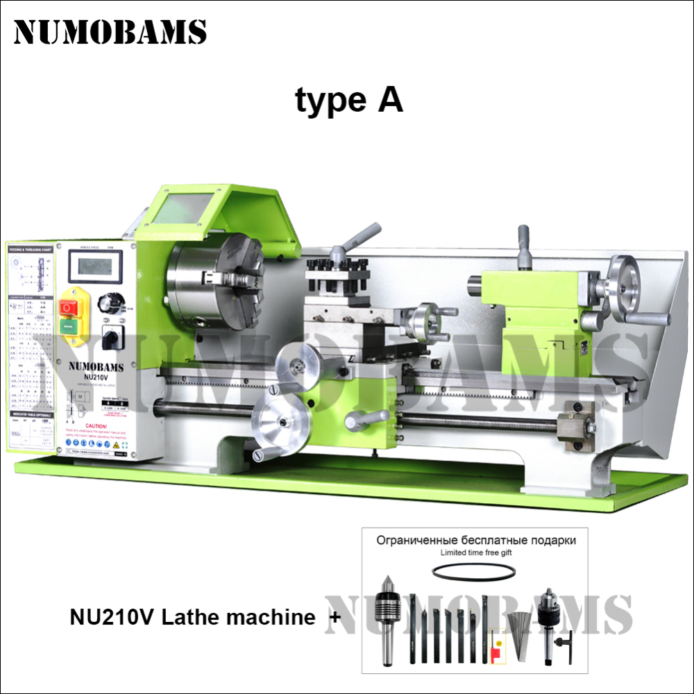 NUMOBAMS NU210V 210*400mm Capacity 1100W Brushless Motor MT5 Spindle DIY Mini Metal Lathe Machine