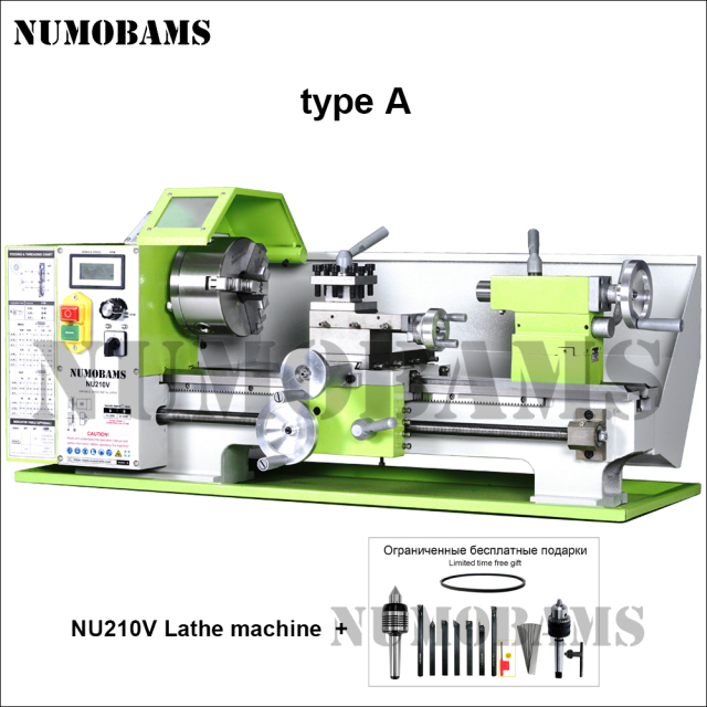 NUMOBAMS NU210V 210*400mm Capacity 1100W Brushless Motor MT5 Spindle DIY Mini Metal Lathe Machine