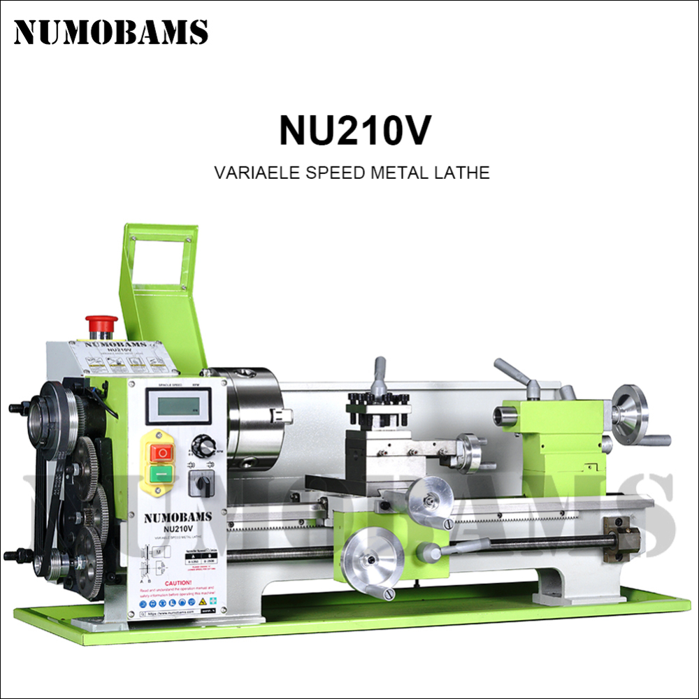 NUMOBAMS NU210V 210*400mm Capacity 1100W Brushless Motor MT5 Spindle DIY Mini Metal Lathe Machine