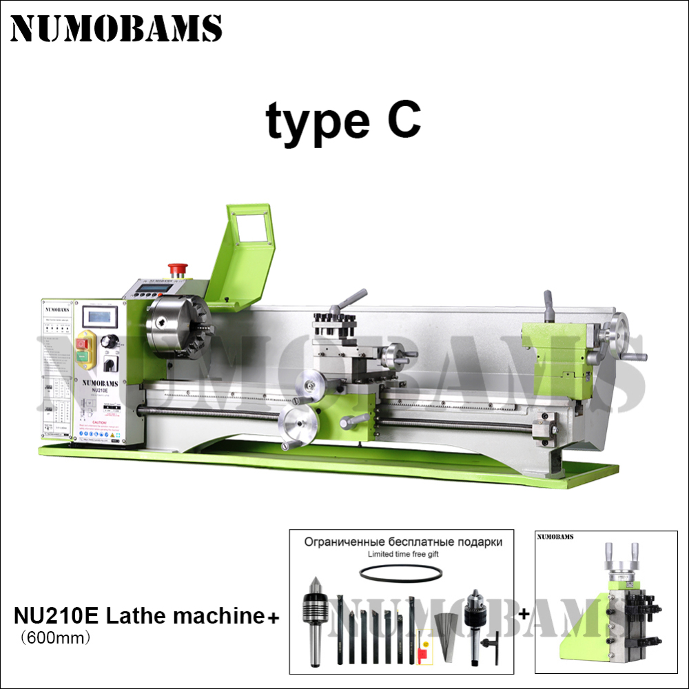 NUMOBAMS NU210E-600 1100W Auto Left&Right Threading Making Mini CNC Metal Lathe Machine