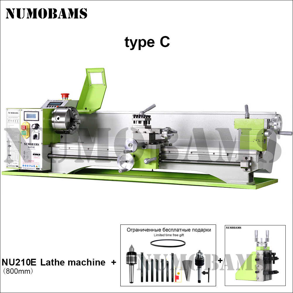 Numobams NU210E-800 1100W Auto Left&Right Threading Making Mini CNC Metal Lathe Machine