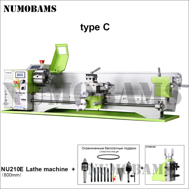 Numobams NU210E-800 1100W Auto Left&Right Threading Making Mini CNC Metal Lathe Machine