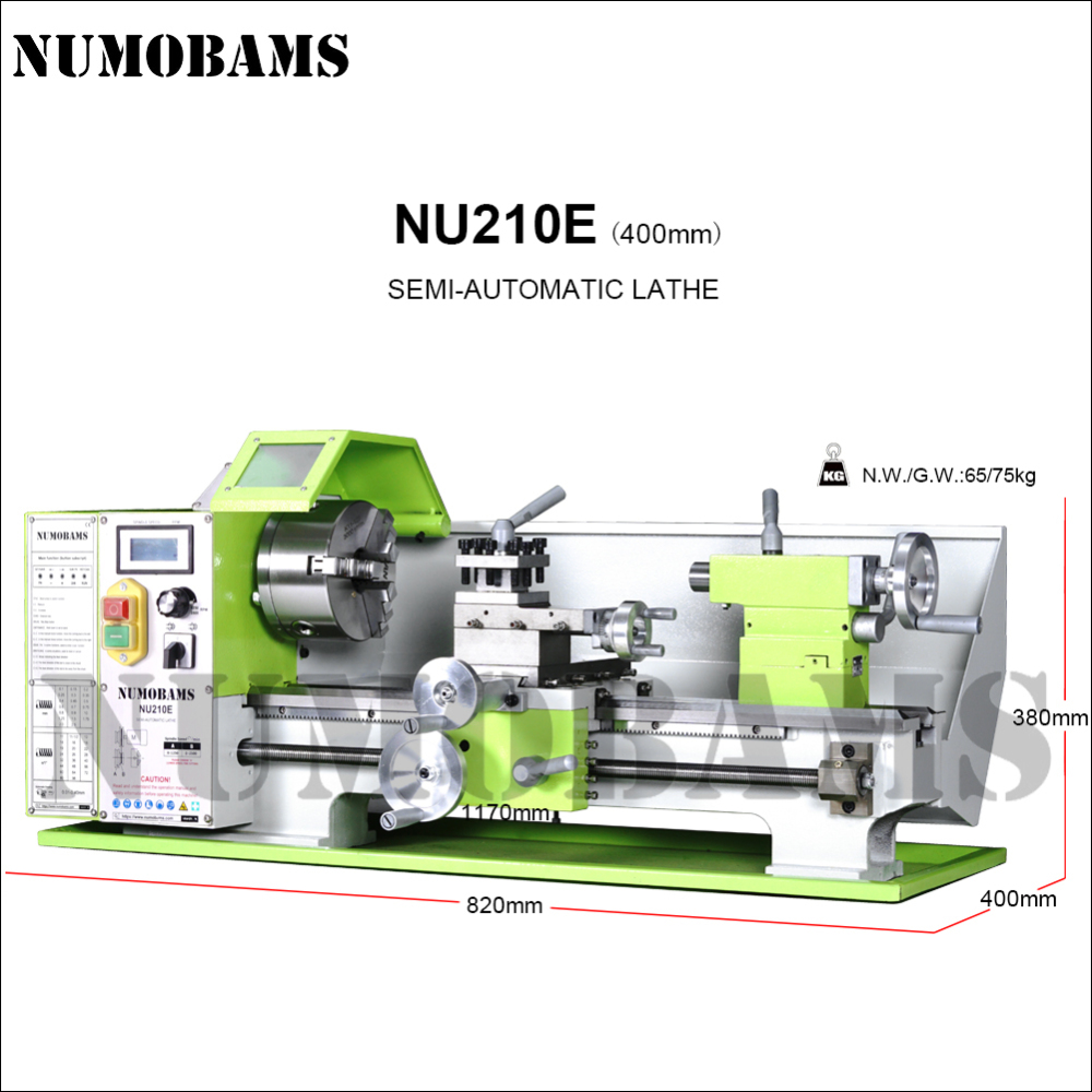 NUMOBAMS NU210E-400 1100W Auto Left&Right Threading Making Mini CNC Metal Lathe Machine