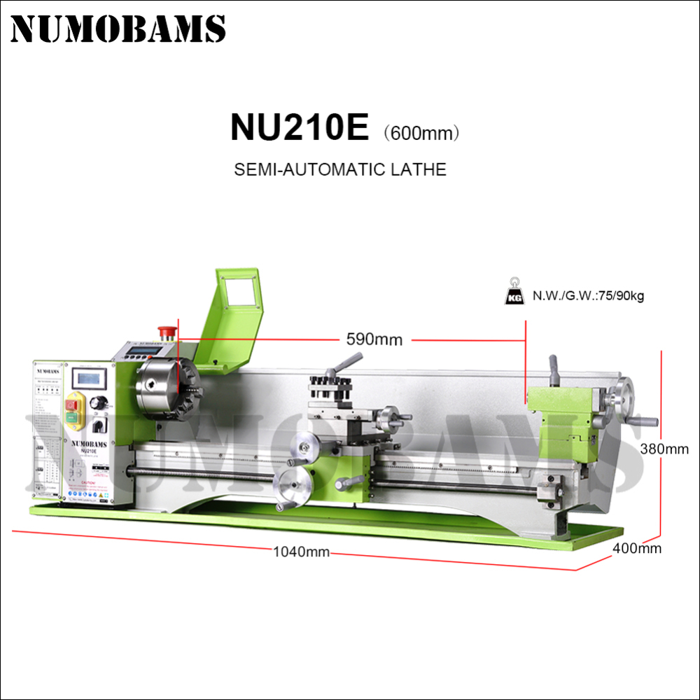 NUMOBAMS NU210E-600 1100W Auto Left&Right Threading Making Mini CNC Metal Lathe Machine