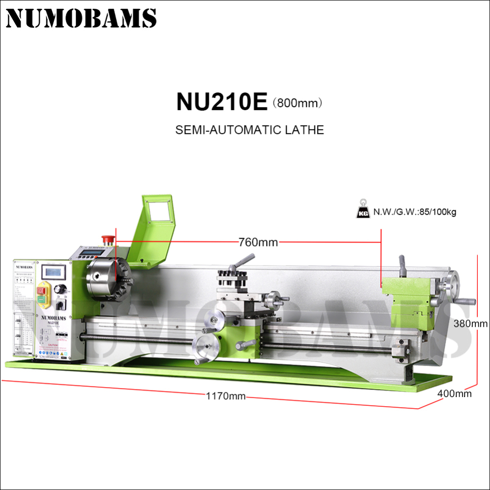Numobams NU210E-800 1100W Auto Left&Right Threading Making Mini CNC Metal Lathe Machine