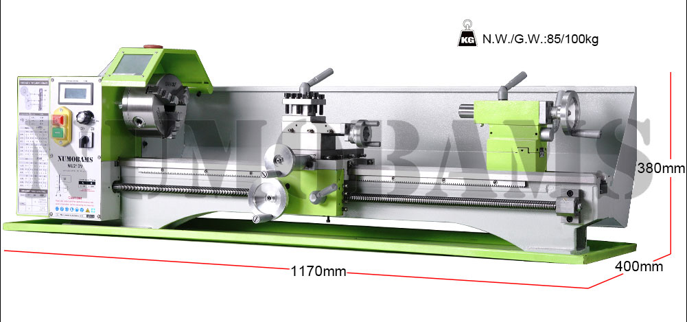 NUMOBAMS NU210V-800 Capacity 1100W Brushless Motor Mt5 Spidle Mini Metal Lathe Machine