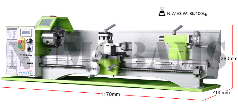 NUMOBAMS NU210V-800 Capacity 1100W Brushless Motor Mt5 Spidle Mini Metal Lathe Machine