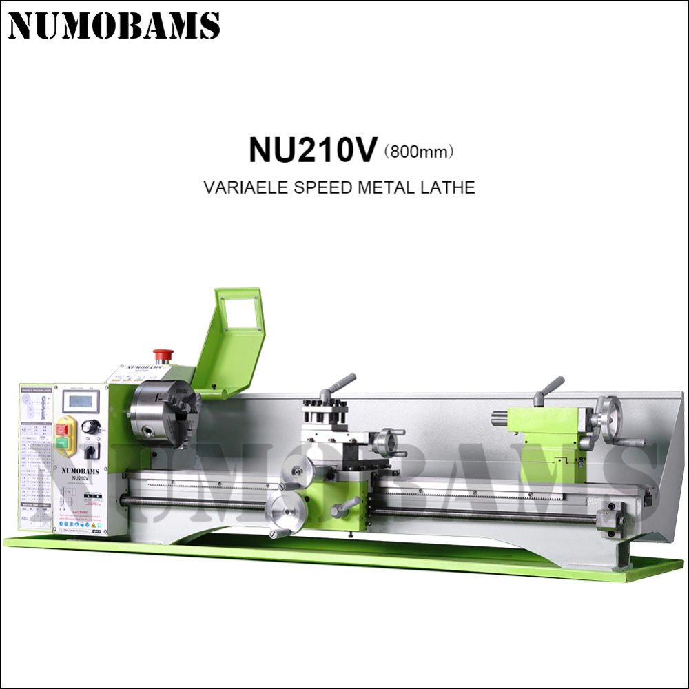 NUMOBAMS NU210V-800 Capacity 1100W Brushless Motor Mt5 Spidle Mini Metal Lathe Machine