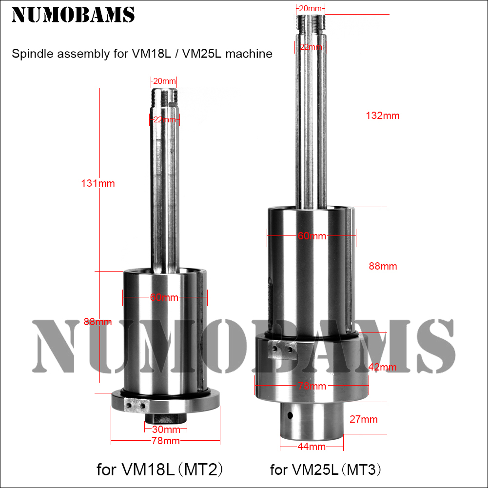 NUMOBAMS Spindle Assembly for VM18L(MT2)/VM25L(MT3) Milling Machine Use
