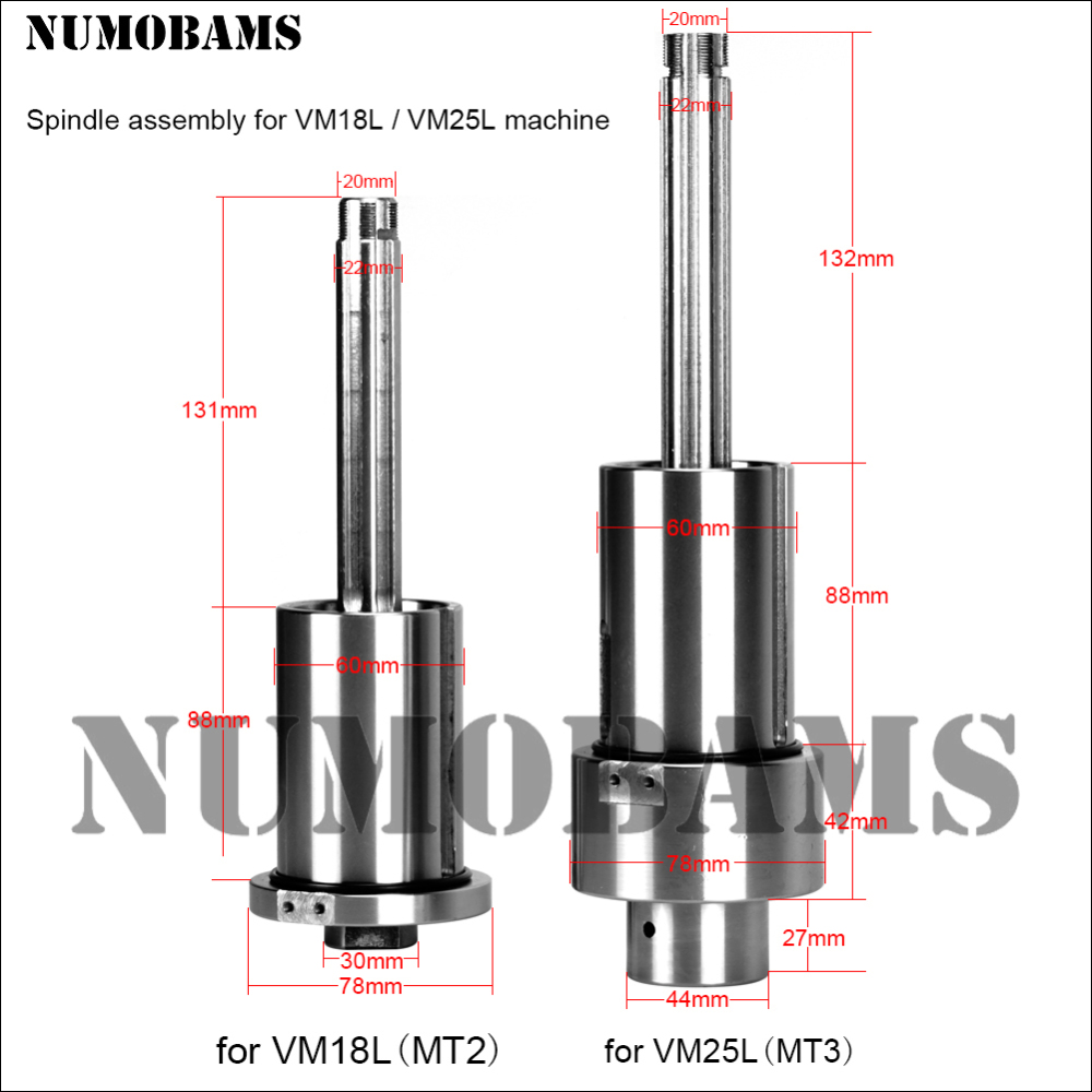 NUMOBAMS Spindle Assembly for VM18L(MT2)/VM25L(MT3) Milling Machine Use
