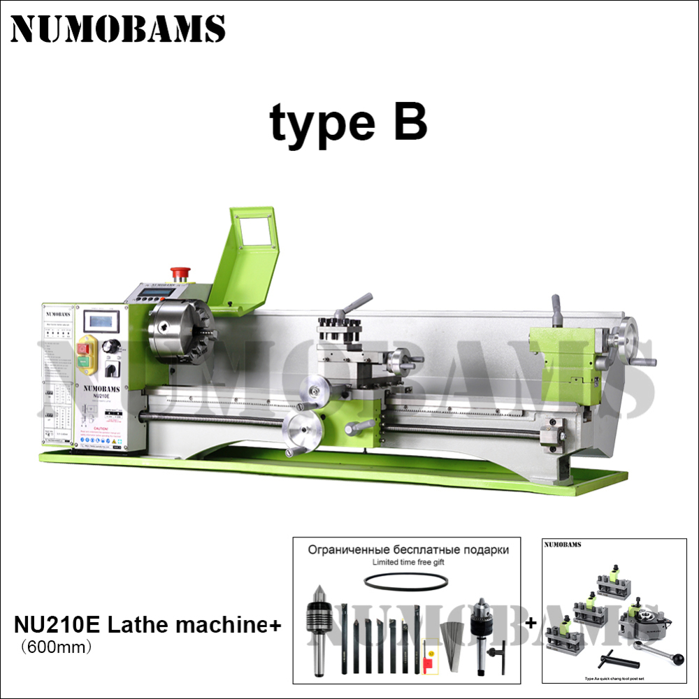 NUMOBAMS NU210E-600 1100W Auto Left&Right Threading Making Mini CNC Metal Lathe Machine