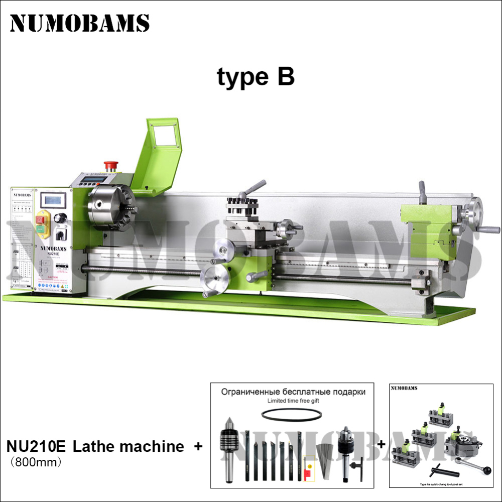Numobams NU210E-800 1100W Auto Left&Right Threading Making Mini CNC Metal Lathe Machine